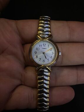 Timex Two-Tone Gold and Silver Ladies Watch with White Dial